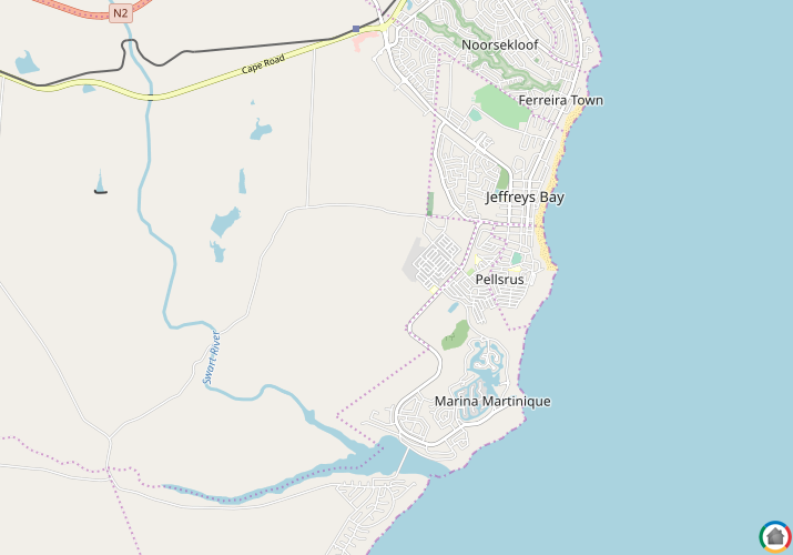 Map location of Jeffrey's Bay